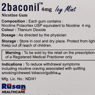2baconil Icy Mint 4 mg Chew Gum 10's - Smoking cessation