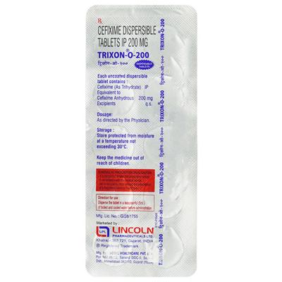 Trixon O 200mg Tablet 10'S - Bacterial Infections-Cep