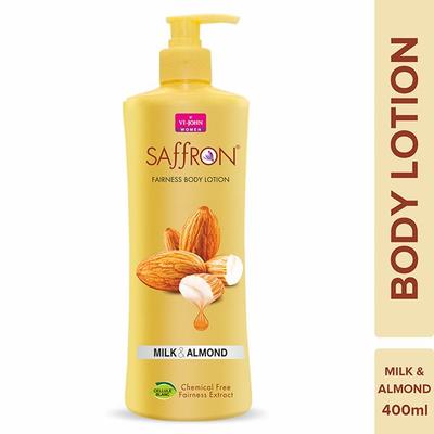 VI-John Saffron Milk Almond Fairnes Body Lotion for Men & Women 400 ml - Lotions & Creams