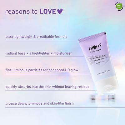 Plum Dermahues Masterstrobe Illuminizer Multi-Tasking HD Glow Highlighter & Moisturizer with Squalane & Jojoba Oil 02 Peach Perfect 30ml - Highlighters & Illuminators