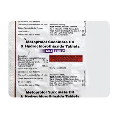 MET XL H 50mg Tablet 20's - Hypertension-Bet