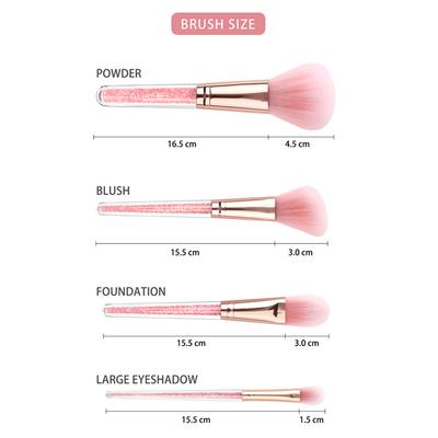 Allure Pink Diamond crystal makeup brush set of 10 with Pouch 1's - Face Brush