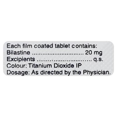 BILLARGIC 20mg Tablet 10's - Allergies-Ant
