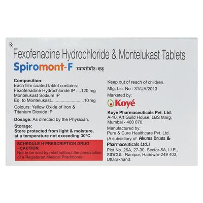 SPIROMONT F Tablet 15's - Allergies-Ant