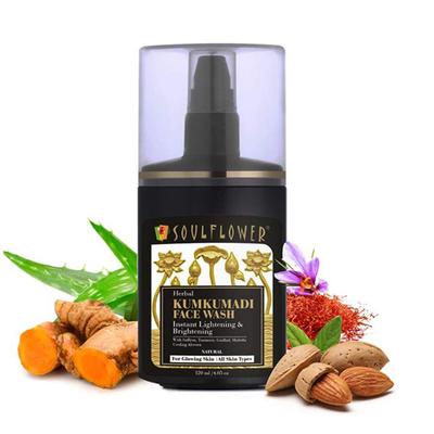 Soulflower Herbal Kumkumadi Face Wash with Saffron Turmeric Gudhal 100ml - Face Wash & Cleansers
