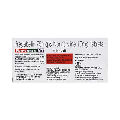 NERVMAX NT Tablet 10's - Neuropathic Pain-Dru