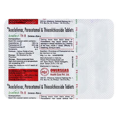 ANAFAST TH 8 Tablet 10's - Pain relief-Nsa