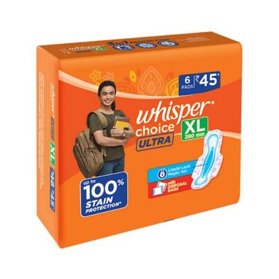 Whisper Choice Ultra Sanitary Pads For Women, Xl 6 Napkins 1's - Others