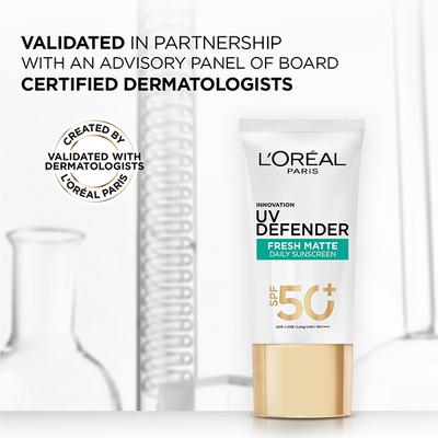 L'Oreal Paris New UV Defender Serum Protector SPF 50+ PA++++, LONG UVA Matte and Fresh with Airlicium 50ml - Face Sunscreen