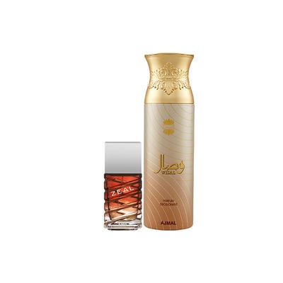 Ajmal Zeal EDP Aquatic Woody Perfume And Wisal Deodorant Floral Musky Fragrance 300 ml - Perfumes (Edt/Edp)