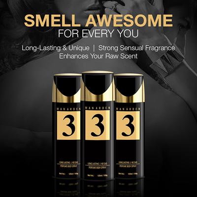 Man Arden 3 Deodorant, No Gas Deo for Men, Long Lasting Ultra Luxury Perfume Body Spray 120 ml - Men Deodorants/Roll-Ons