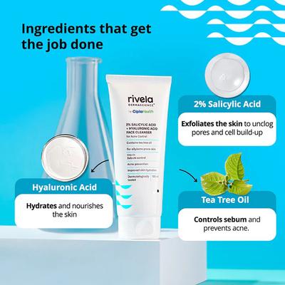 RIVELA 2% SALICYLIC ACID + HYALURONIC ACID FACE Cleanser 100ml - Cleanser-Oth