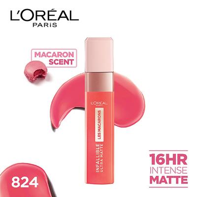 L'Oreal Paris Infallible Ultra Matte Liquid Lipstick, Les Macarons, 824 Guava Gush 5 Gm - Liquid Lipsticks