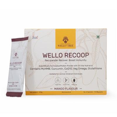 WelloTree Wello Recoop Protein Powder - Mango Flavour (Pack Of 15 x 18g) 1s - Protein Drink