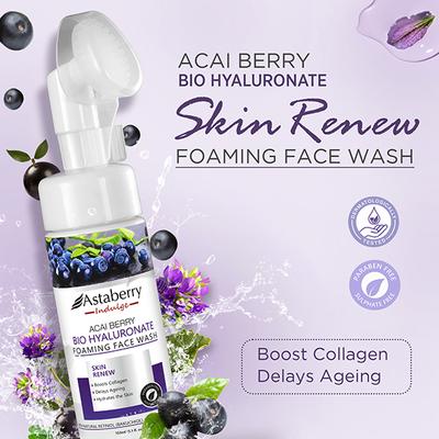 Astaberry Indulge Acai Berry Foaming Face Wash for Skin Renew - Delays Ageing, Boost Collagen 150 ml - Face Wash & Cleansers