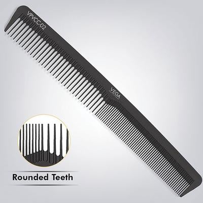 Vega Professional Cutting Comb 6.75' (Carbon Anti-Static Black Line Hair Comb) (VPVCC-02) 1's - Hair Combs