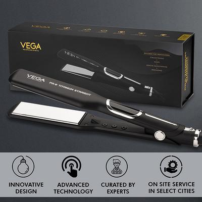 VEGA Professional Pro Titanium Straight Hair Straightener with 20 Sec Ultra Fast Heat Up, (VPPHS-03) 1's - Hair Dryers