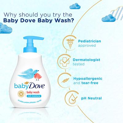Baby Dove Rich Moisture Hair Hypoallergenic Baby Wash 200ml - Baby Body Wash