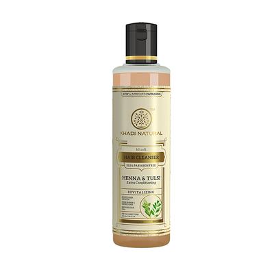 KHADI NATURAL HENAA TULSI EXTRA CONDITIONING HAIR CLEANSER SLS & PARABEN FREE 210 ml - Shampoos