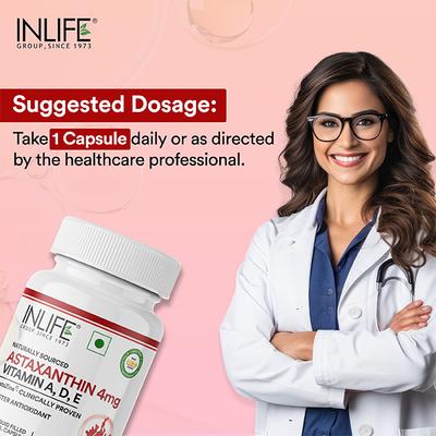 INLIFE Astaxanthin 4mg Supplement AstaZine Vitamin A, D, E Veg Capsules 30's - Multi-Vitamins