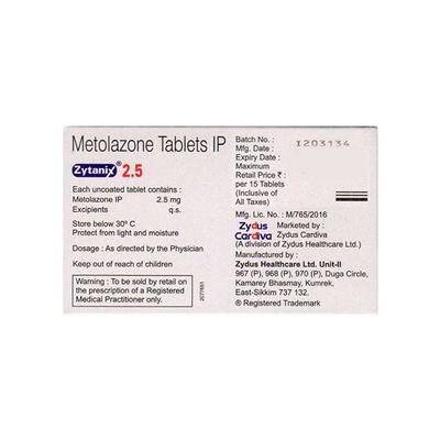 ZYTANIX 2.5 Tablet 15's - Hypertension-Diu