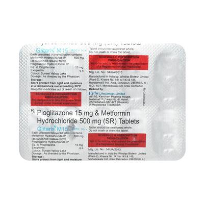 Glitaris M 15mg Tablet 10'S - Diabetes-Ant