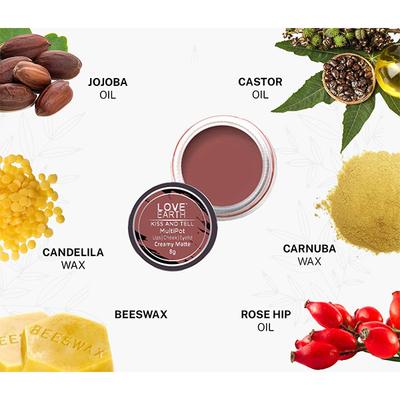 Love Earth Lip Tint & Cheek Tint Multipot-Kiss And Tell - Mauvish Pink 8 gm - Lip Stains & Tints