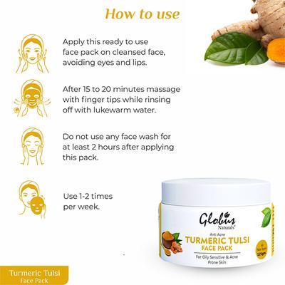 Globus Naturals Turmeric Tulsi Anti Acne Face Pack 125 gm - Face Packs