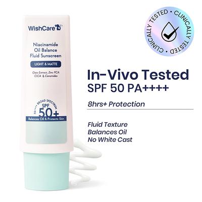 Wishcare Niacinamide Oil Balance Sunscreen SPF 50 PA++++ Light and Matte Sunscreen for Oily Skin 50 gm - Face Sunscreen