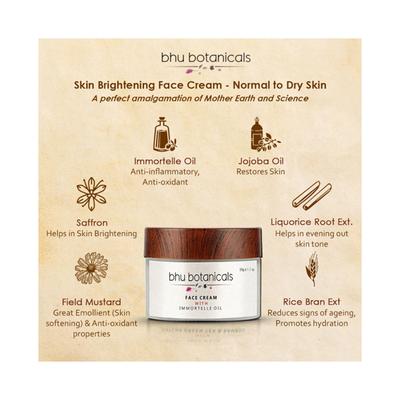 bhu botanicals Skin Brightening Face Cream with Immortelle Oil for Dry Normal Skin 50 gm - Face Moisturizers