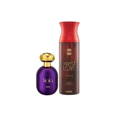Ajmal Viola EDP Fruity Floral Perfume 75ml for and Sacred Love Deodorant Floral Musky Fragrance 200ml for Women 1's - Women Perfumes (Edt/Edp)