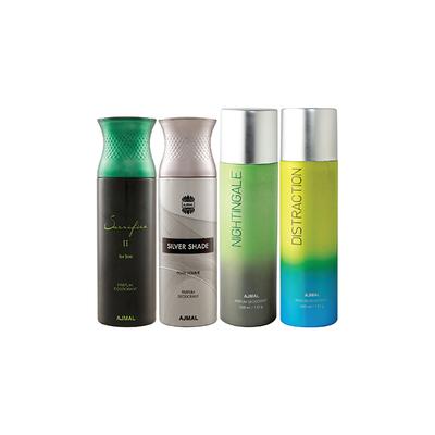 Ajmal 1 Sacrifice II For Him, 1 Silver Shade Homme, 1 Nightingale And 1 Distraction Deodorants Pack of 4 200 ml - Deodorants/Roll-Ons