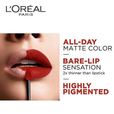 L'Oreal Paris Rouge Signature Matte Liquid Lipstick, 137 Red 8 ml - Lipsticks