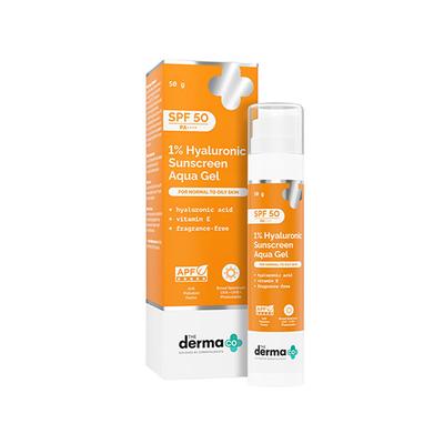 The Derma Co. 1% Hyaluronic Sunscreen Hydrating Gel SPF 50 PA ++++ for Sensitive Skin 50 gm - Face Sunscreen