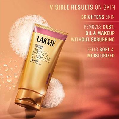 Lakme Glycolic Illuminate Facewash with Glycolic Acid for Gentle Exfoliation and Illuminated Skin 100 gm - Face Wash & Cleansers
