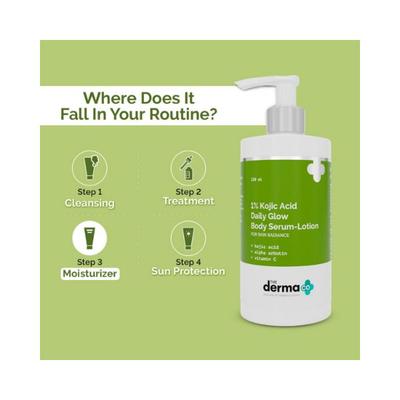 The Derma Co. 1 Percent Kojic Acid Daily Glow Body Serum Lotion for Skin Radiance Alpha Arbutin Vitamin C 250ml - Body Sunscreen