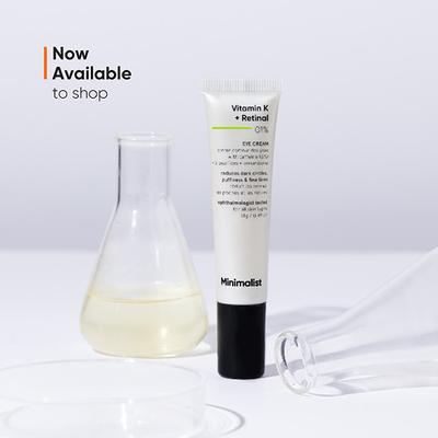 Minimalist Vitamin K + Retinal 01 Percent Eye Cream Dark Circle Puffiness Fine Lines 14 gm - Under Eye Creams & Serums