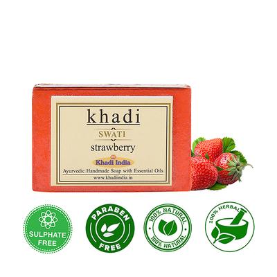 Khadi Swati Ayurvedic Handmade Soap - Strawberry 125 gm - Soaps