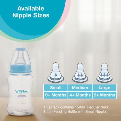 Vega Baby & Mom Tritan Feeding Bottle Regular Neck - Blue 150ml - Feeding & Nursing