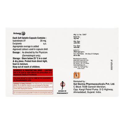 ACTAME 20 Softgel 10's - Acne-Acn