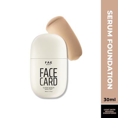 FAE Beauty Face Card Serum Skin Tint- Skin-like Foundation, Shade - 20N - Neutral 30 ml - Foundation