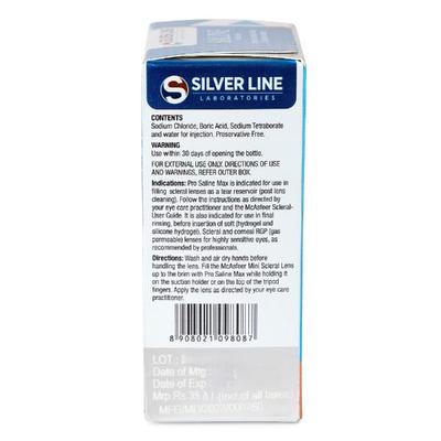Silver Line Pro Saline Max Scleral Lens Solution (Pack of 2 x 60 ml) - Lens Solution