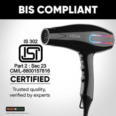 Vega Blow Pro 2400W Hair Dryer With Comb, Concentrator & Diffuser Nozzles, 2 Speed/4 Heat Settings, (Vhdp-05) - Hair Dryers