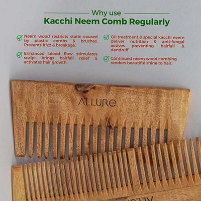 Allure Wooden Neem Comb (CS-02+CR-01) 1's - Hair Combs