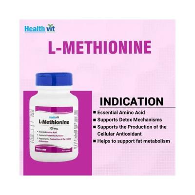 Healthvit L-Methionine 500mg Detoxifying Antioxidant-Capsules 60's - Calcium And Minerals