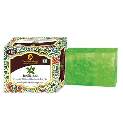 Passion Indulge BASIL Handmade Bath Bar Soap - 100GM Each ( PACK OF 3 ) - Soaps