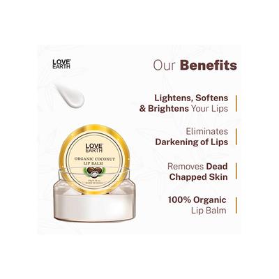 Love Earth Coconut Lip Balm for Dry & Chapped Lips, An Ayurvedic Lip Moisturizer with Vitamin E 10 gm - Lip Balms