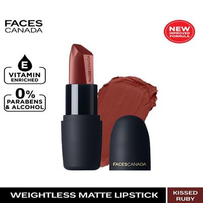 Facescanada Weightless Matte Finish Lipstick Kissed Ruby 13 4.5 gm - Lipsticks