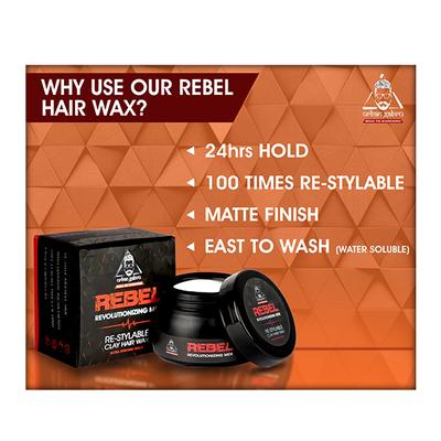 Urban Gabru Rebel Revolutionizing Men Re-Stylable Clay Hair Wax - Ultra Strong Hold 85 gm - Hair Gels & Waxes