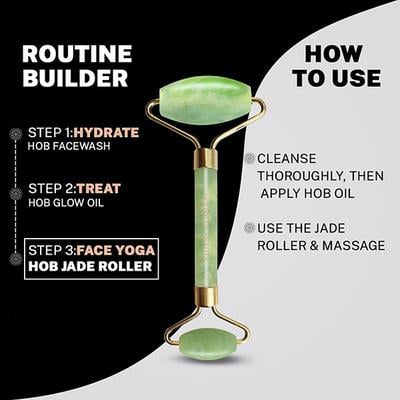 House of Beauty Jade Roller For Oily Skin Helps Tone, Tighten, Depuff Face & Under Eyes 1's - Derma Rollers